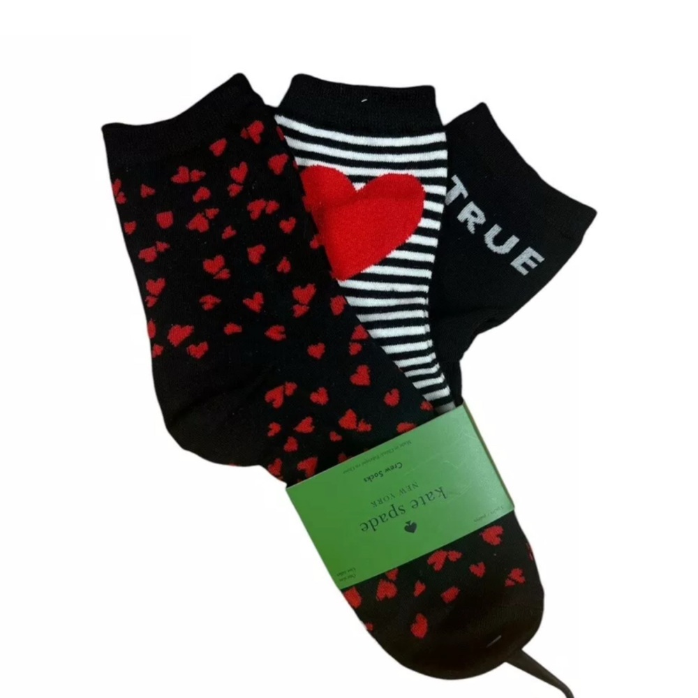 Kate Spade Black and Red Heart Socks Set